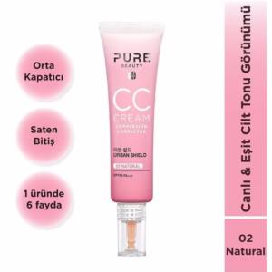 سی سی کرم شماره دو برند پیور بیوتی 30میل PURE BEAUTY CC Cream 02 Natural
